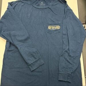 ONeill Long Sleeve  Pocket T Shirt Navy Blue Cotton Shirt Men’s Large Surf